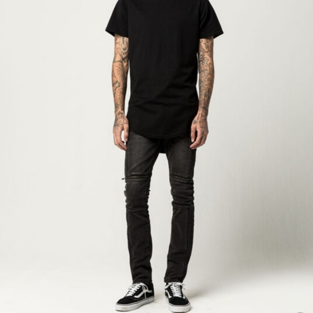 RSQ Charcoal Black Seattle Moto Skinny Taper Jeans